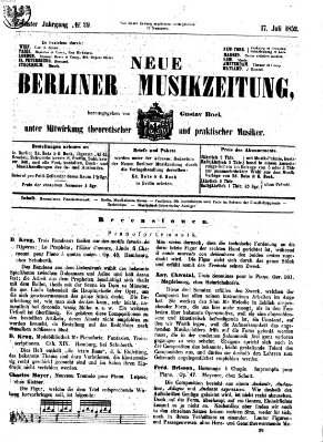 Neue Berliner Musikzeitung Samstag 17. Juli 1852