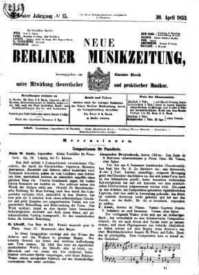 Neue Berliner Musikzeitung Samstag 30. April 1853