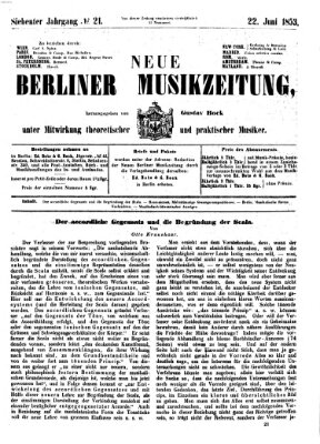 Neue Berliner Musikzeitung Mittwoch 22. Juni 1853