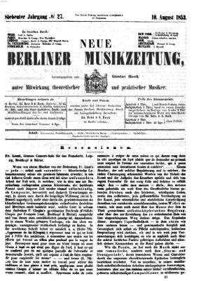 Neue Berliner Musikzeitung Mittwoch 10. August 1853