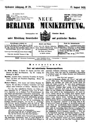 Neue Berliner Musikzeitung Mittwoch 17. August 1853