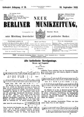 Neue Berliner Musikzeitung Mittwoch 14. September 1853