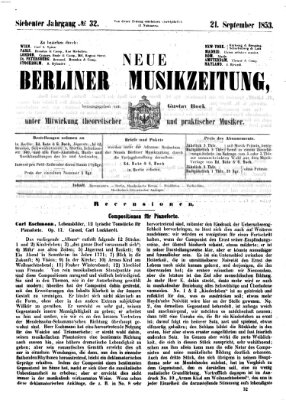 Neue Berliner Musikzeitung Mittwoch 21. September 1853