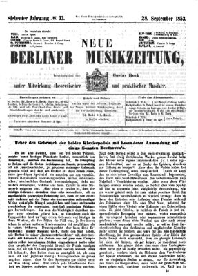 Neue Berliner Musikzeitung Mittwoch 28. September 1853