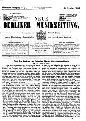 Neue Berliner Musikzeitung Montag 31. Oktober 1853