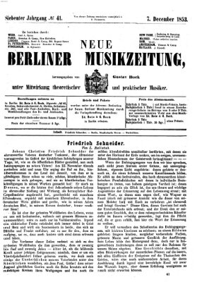 Neue Berliner Musikzeitung Mittwoch 7. Dezember 1853