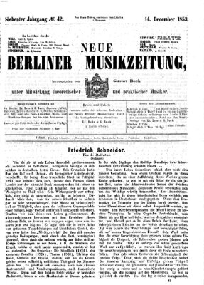 Neue Berliner Musikzeitung Mittwoch 14. Dezember 1853