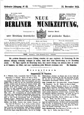 Neue Berliner Musikzeitung Mittwoch 21. Dezember 1853