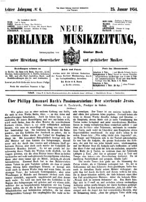 Neue Berliner Musikzeitung Mittwoch 25. Januar 1854