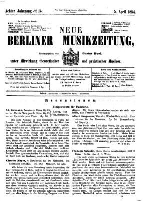 Neue Berliner Musikzeitung Mittwoch 5. April 1854