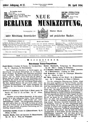 Neue Berliner Musikzeitung Mittwoch 26. April 1854