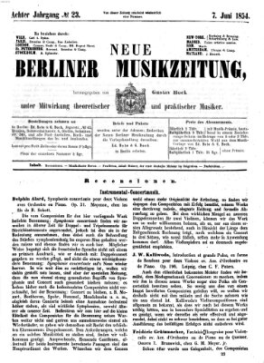 Neue Berliner Musikzeitung Mittwoch 7. Juni 1854