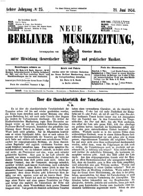 Neue Berliner Musikzeitung Mittwoch 21. Juni 1854