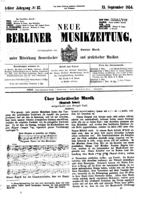 Neue Berliner Musikzeitung Mittwoch 13. September 1854