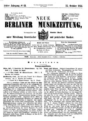 Neue Berliner Musikzeitung Mittwoch 25. Oktober 1854