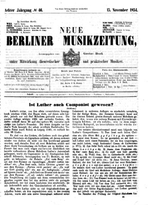 Neue Berliner Musikzeitung Mittwoch 15. November 1854