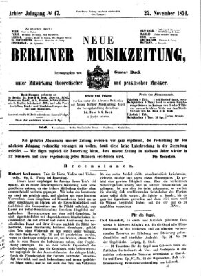 Neue Berliner Musikzeitung Mittwoch 22. November 1854