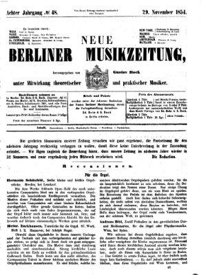 Neue Berliner Musikzeitung Mittwoch 29. November 1854