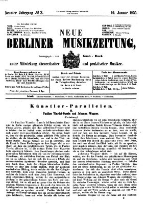 Neue Berliner Musikzeitung Mittwoch 10. Januar 1855