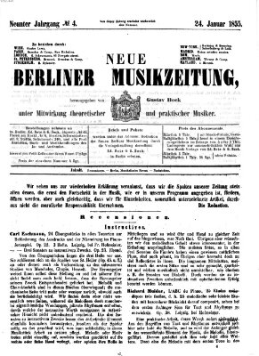 Neue Berliner Musikzeitung Mittwoch 24. Januar 1855