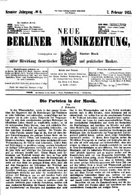 Neue Berliner Musikzeitung Mittwoch 7. Februar 1855