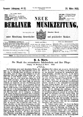 Neue Berliner Musikzeitung Mittwoch 21. März 1855