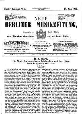 Neue Berliner Musikzeitung Mittwoch 28. März 1855