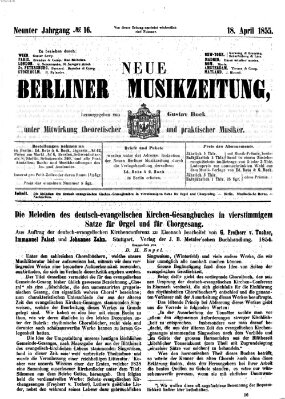 Neue Berliner Musikzeitung Mittwoch 18. April 1855