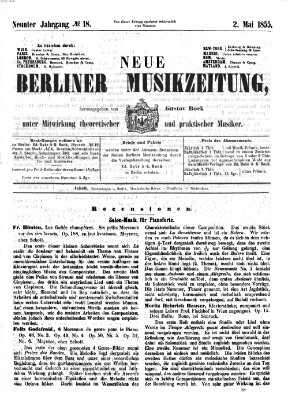 Neue Berliner Musikzeitung Mittwoch 2. Mai 1855