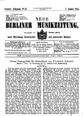 Neue Berliner Musikzeitung Mittwoch 1. August 1855