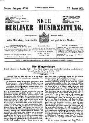 Neue Berliner Musikzeitung Mittwoch 22. August 1855