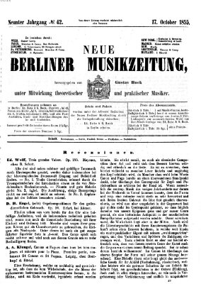 Neue Berliner Musikzeitung Mittwoch 17. Oktober 1855