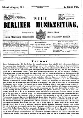 Neue Berliner Musikzeitung Mittwoch 2. Januar 1856