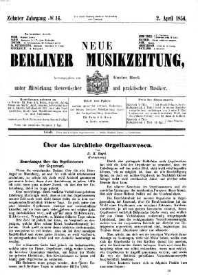 Neue Berliner Musikzeitung Mittwoch 2. April 1856