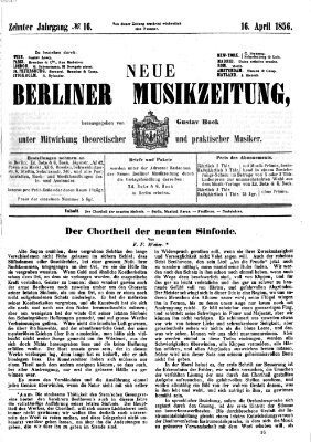 Neue Berliner Musikzeitung Mittwoch 16. April 1856