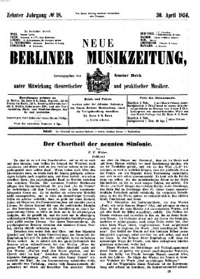 Neue Berliner Musikzeitung Mittwoch 30. April 1856