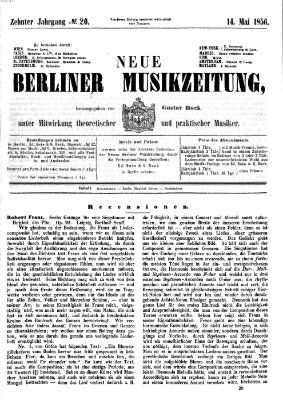 Neue Berliner Musikzeitung Mittwoch 14. Mai 1856