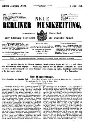 Neue Berliner Musikzeitung Mittwoch 4. Juni 1856