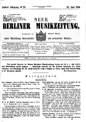 Neue Berliner Musikzeitung Mittwoch 25. Juni 1856