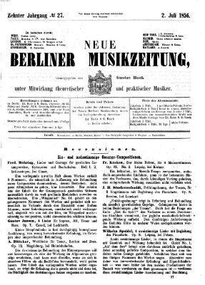 Neue Berliner Musikzeitung Mittwoch 2. Juli 1856