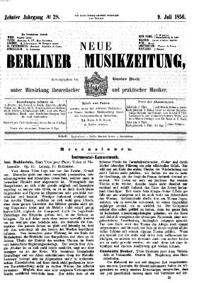 Neue Berliner Musikzeitung Mittwoch 9. Juli 1856