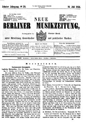 Neue Berliner Musikzeitung Mittwoch 16. Juli 1856