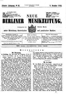 Neue Berliner Musikzeitung Mittwoch 8. Oktober 1856