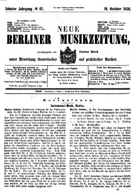 Neue Berliner Musikzeitung Donnerstag 16. Oktober 1856