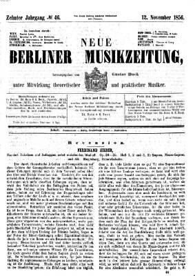 Neue Berliner Musikzeitung Mittwoch 12. November 1856