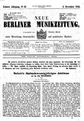 Neue Berliner Musikzeitung Mittwoch 3. Dezember 1856