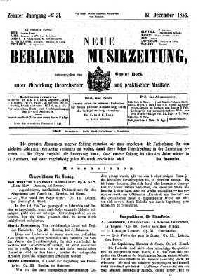 Neue Berliner Musikzeitung Mittwoch 17. Dezember 1856