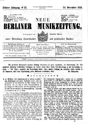 Neue Berliner Musikzeitung Mittwoch 24. Dezember 1856