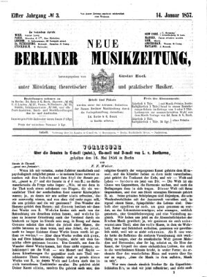 Neue Berliner Musikzeitung Mittwoch 14. Januar 1857