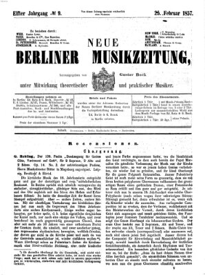 Neue Berliner Musikzeitung Mittwoch 25. Februar 1857